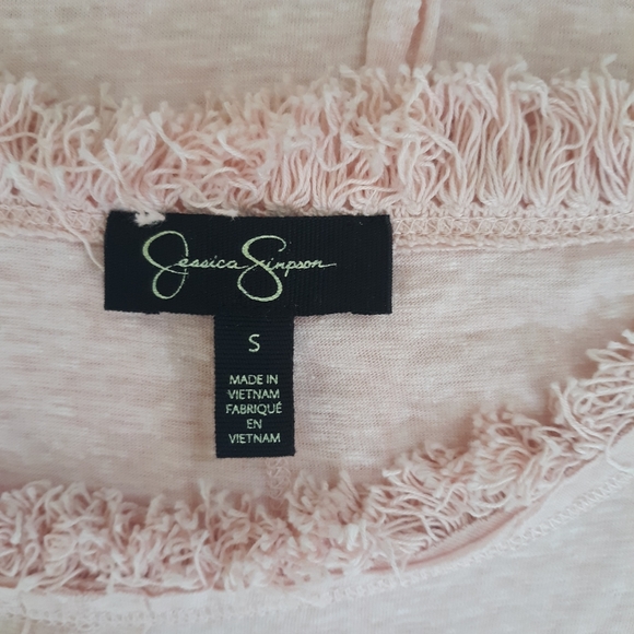 Jessica Simpson oversized frayed blush top small *C2 - Picture 5 of 5